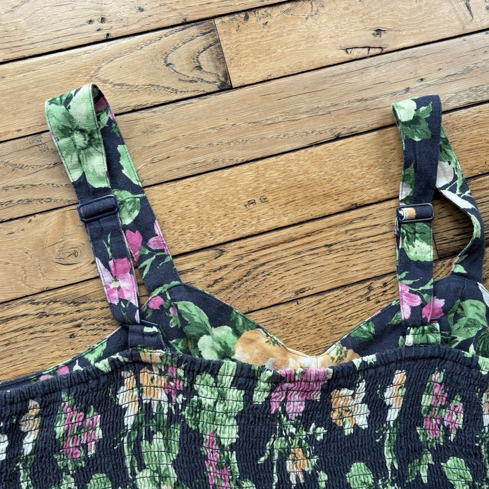 Old Navy Women's Linen Blend Blue Floral Tank Jumpsuit sz XL  Romper Jumper - Picture 9 of 10